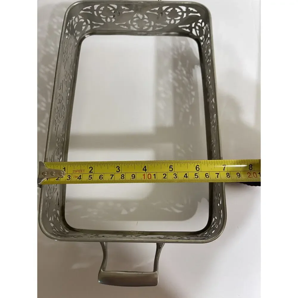 Vtg Footed Rectangular Serving Tray With‎ Pyrex Serving Dish